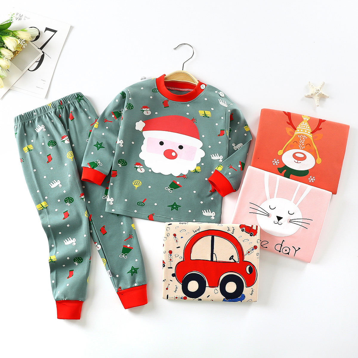 Quần áo thu đông bé trai,bé gái Đồ thu đông bộ ngủ cotton cho bé trai