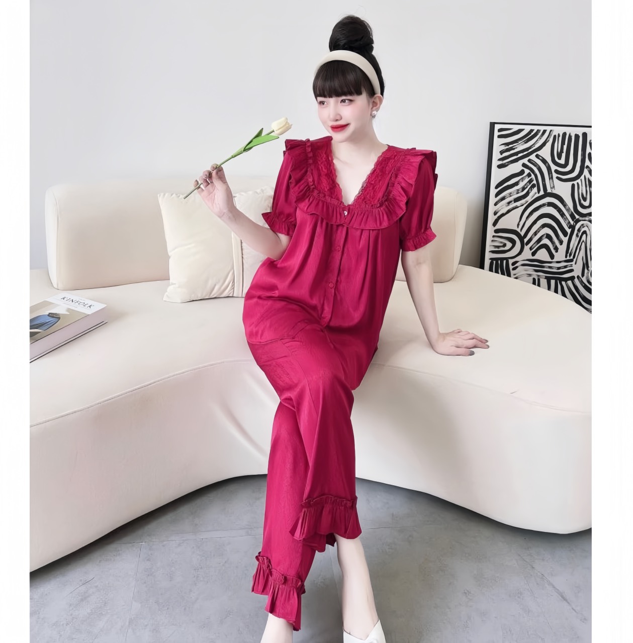 Đồ bộ Bigsize cánh dơi lụa mango cao cấp 60-110kg đồ mặc nhà sang chảnh cho nữ