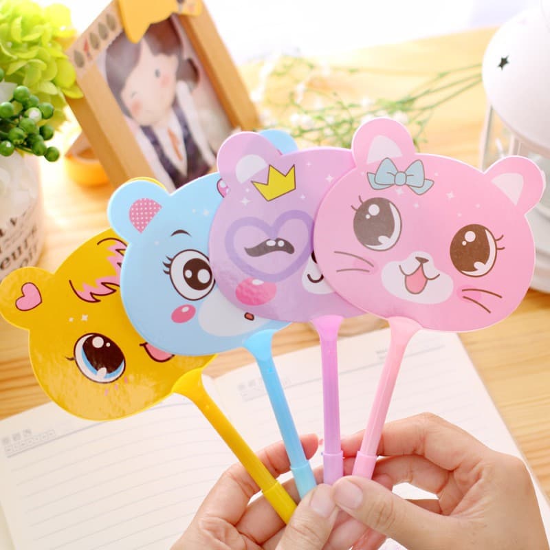 Combo 2 Bút Bi Mực Xanh Bút Hình Quạt Nhiều Hình Ngộ Nghĩnh Dễ Thương Cho Bé