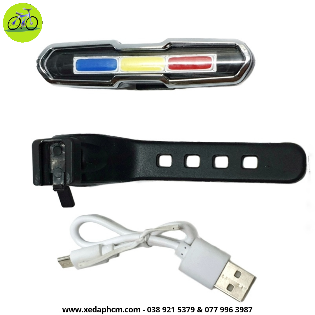 [HCM]Đèn đuôi xe đạp 3 màu siêu sáng cáp sạc USB