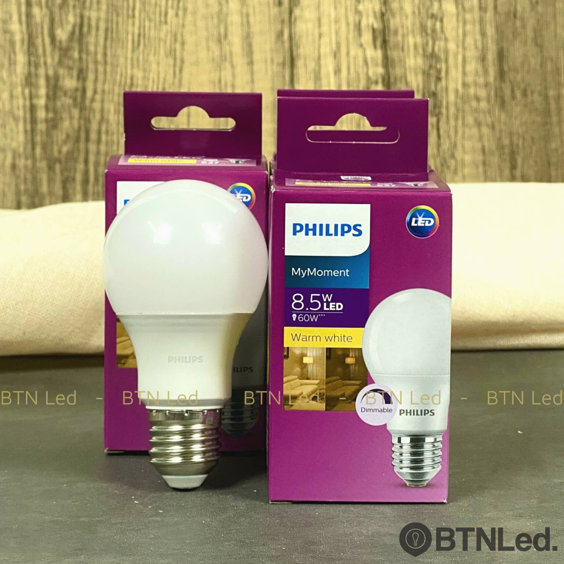Đèn LED bulb dim Philips 8.5W A60 E27 2700K FR