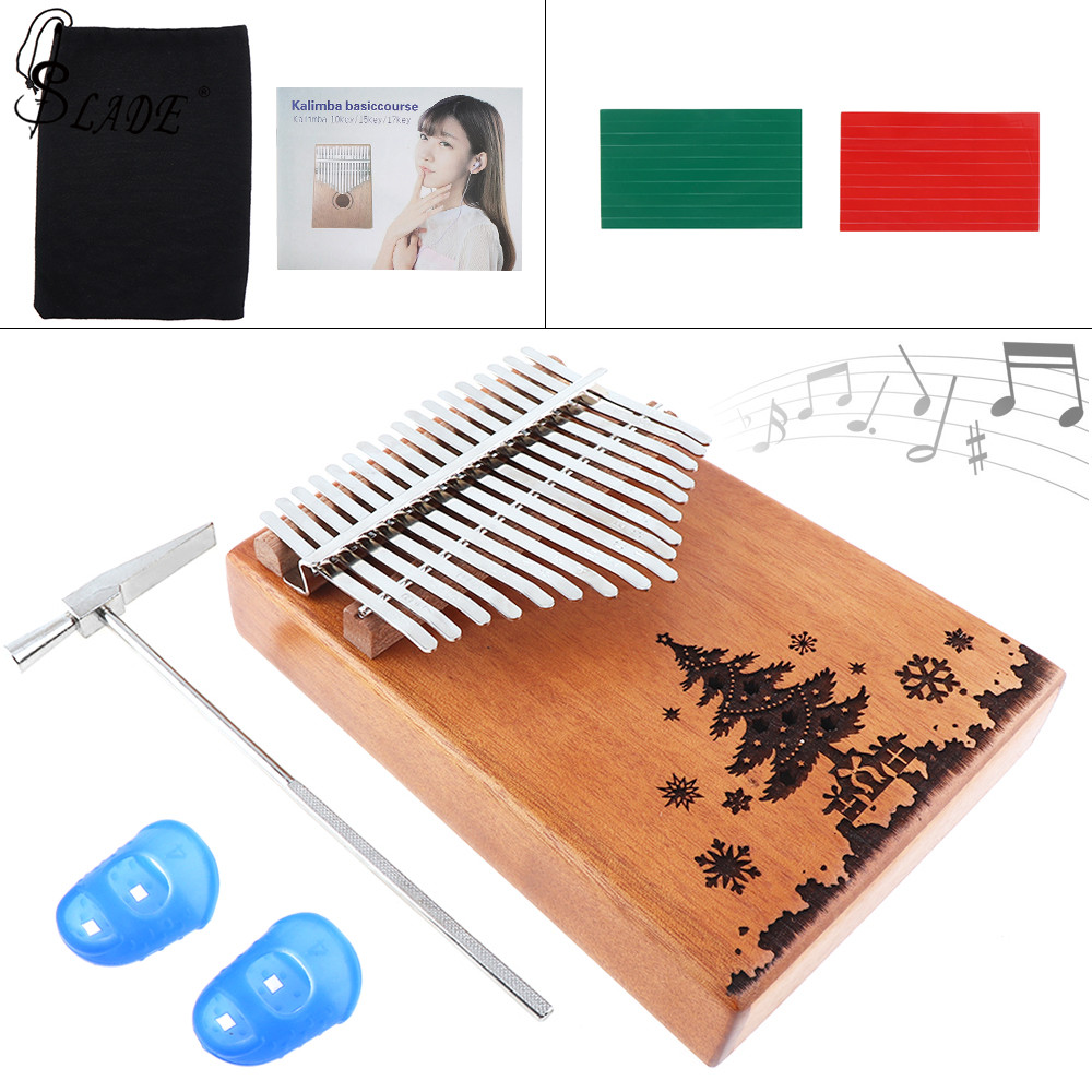 SLADE 17 Key Kalimba Christmas Tree Sound Hole Single Board Mahogany Thumb Piano Christmas Gift