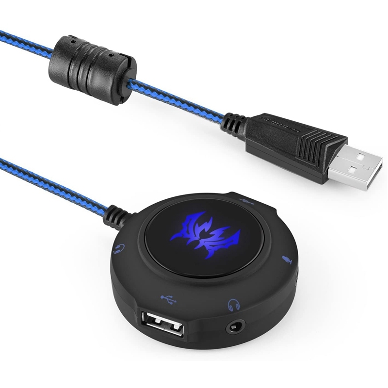Bảng giá KOTION EACH External Sound Card USB Hub Audio Adapter to USB Port & 3.5mm Audio & Mini Jack for PC Laptop. Plug and Play(Blue) Phong Vũ