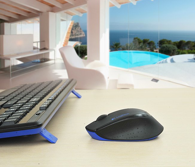 Bàn phím chuột không dây Logitech MK345 kết nối cổng Usb 2.4 GHz, Thiết kế chống đổ tràn, bệ tỳ tay, Full Side - Bảo hành 12 tháng