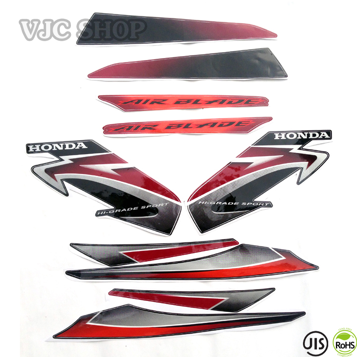 Bộ Tem Xe Air Blade 2009 Thái Màu Đen