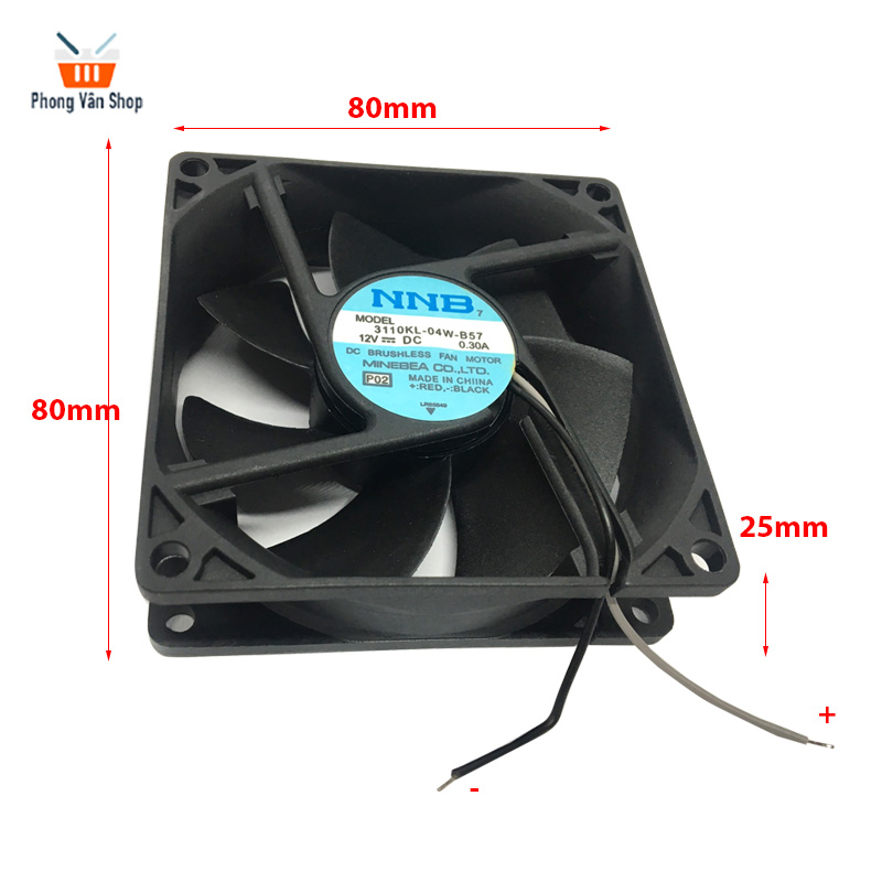 Quạt tản nhiệt 12v 0.3A - 80x80x25mm - mới