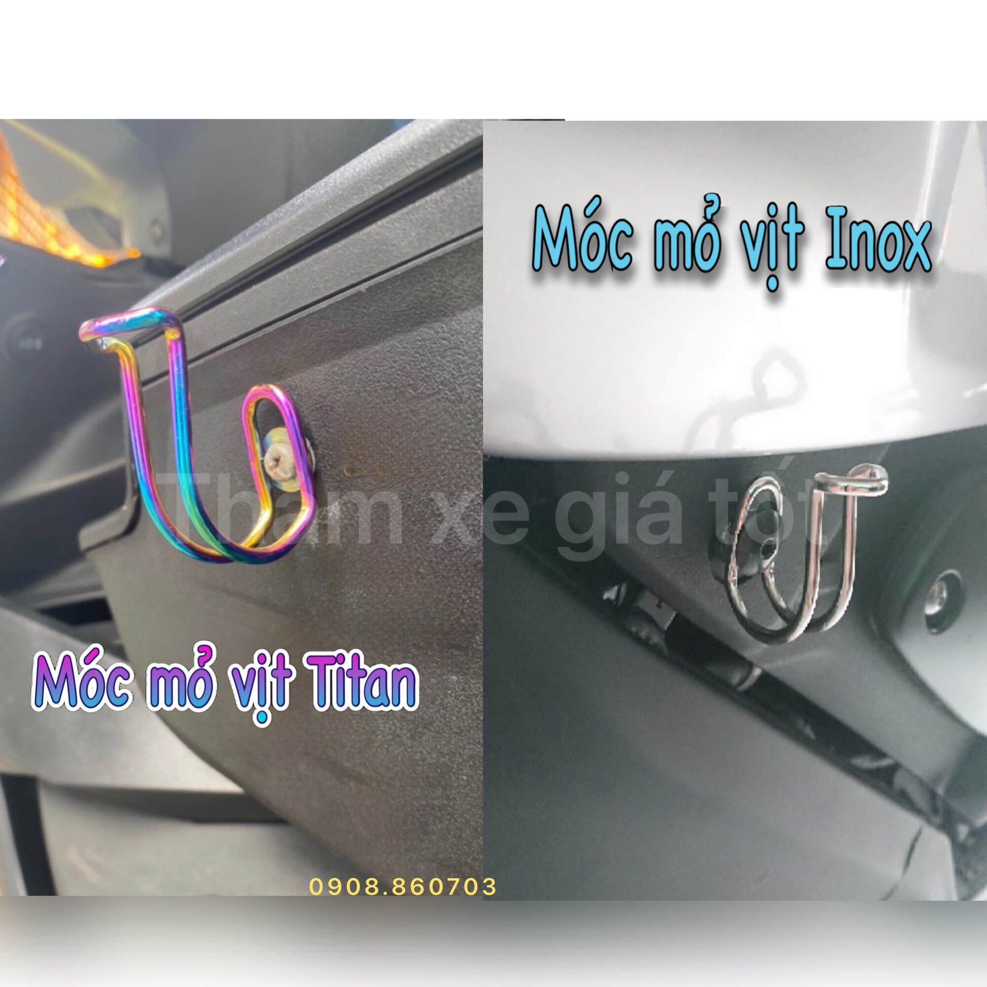 Móc inox, titan treo đồ xe máy titan cứng cáp