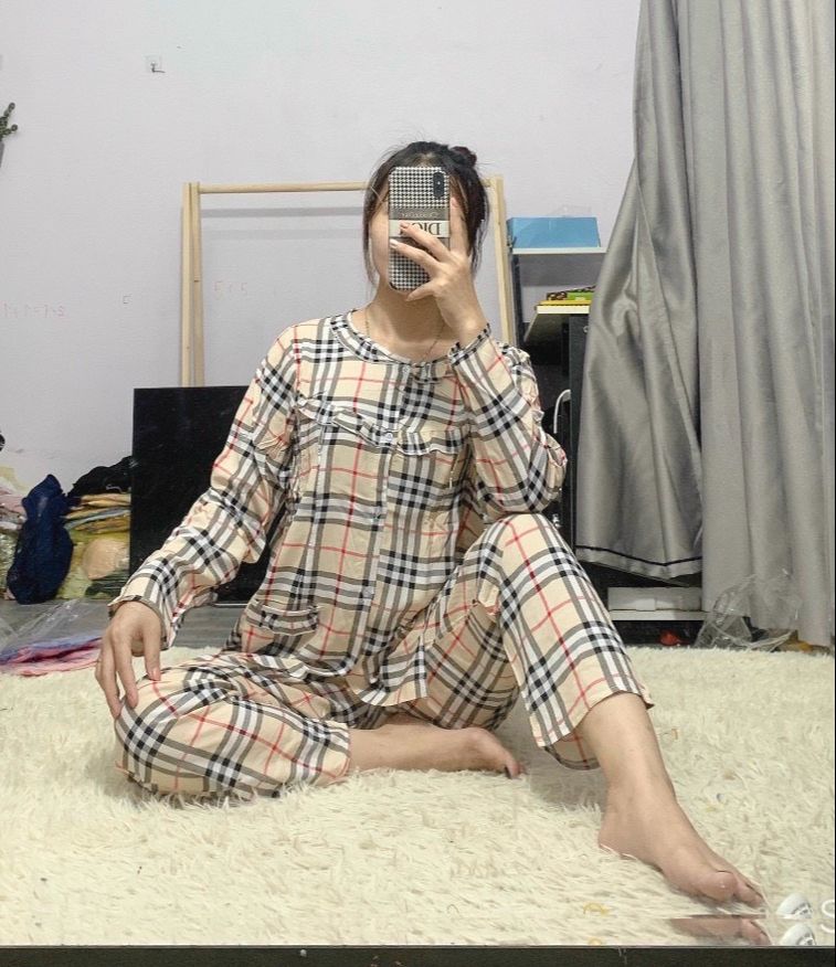 [Size đại] Bộ sau sinh dài vải lanh lụa (có chun rút chỉnh bụng và khoá cho bé bú) - size XXL(60-75kg)