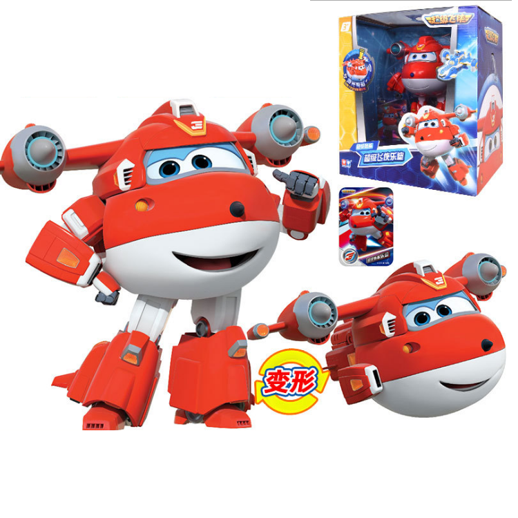 Đồ chơi trẻ em Super wings đội bay siêu đẳng Robot biến hình cỡ lớn có đèn và âm thanh mô hình nhân vật Jett Siêu Cấp