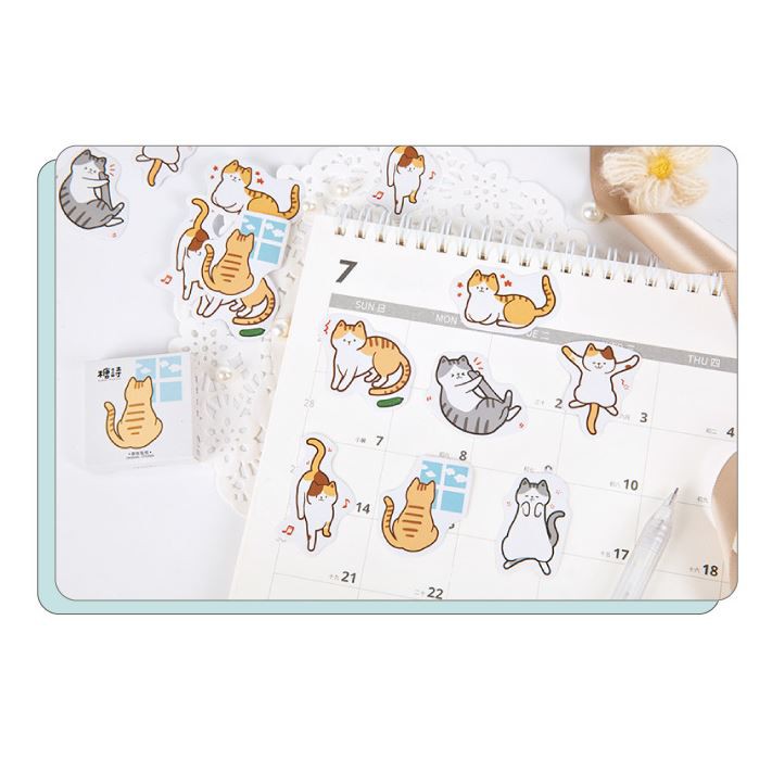 Bộ 46 Sticker Mèo & Chó Hàn Quốc dán trang trí E58