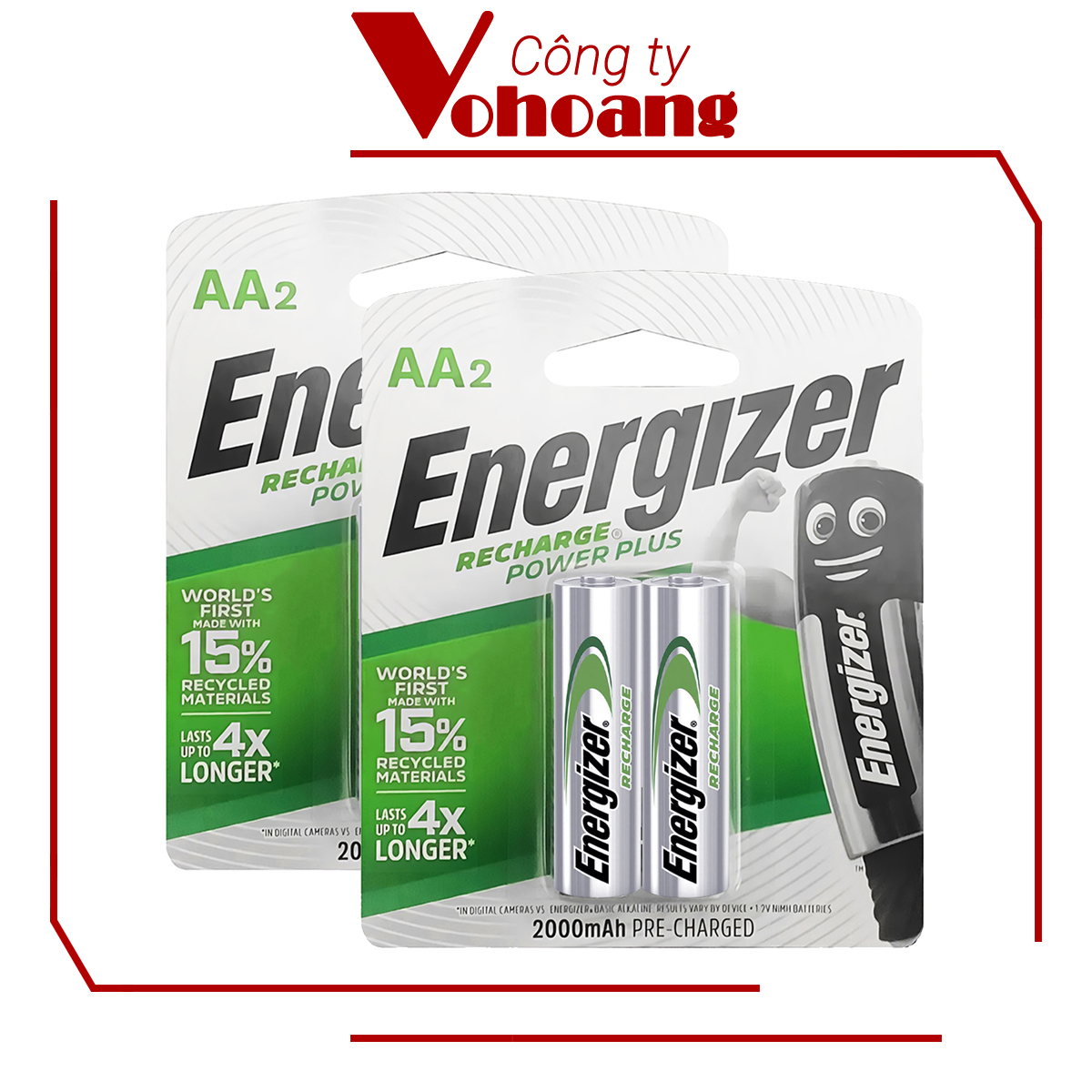 Bộ 2 Pin sạc AA Energizer 2000mAh Power Plus
