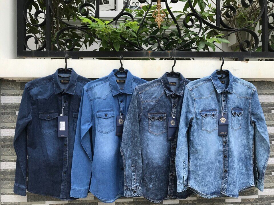 ÁO SƠ MI JEAN GIẤY DÀNH CHO NAM DÀI TAY