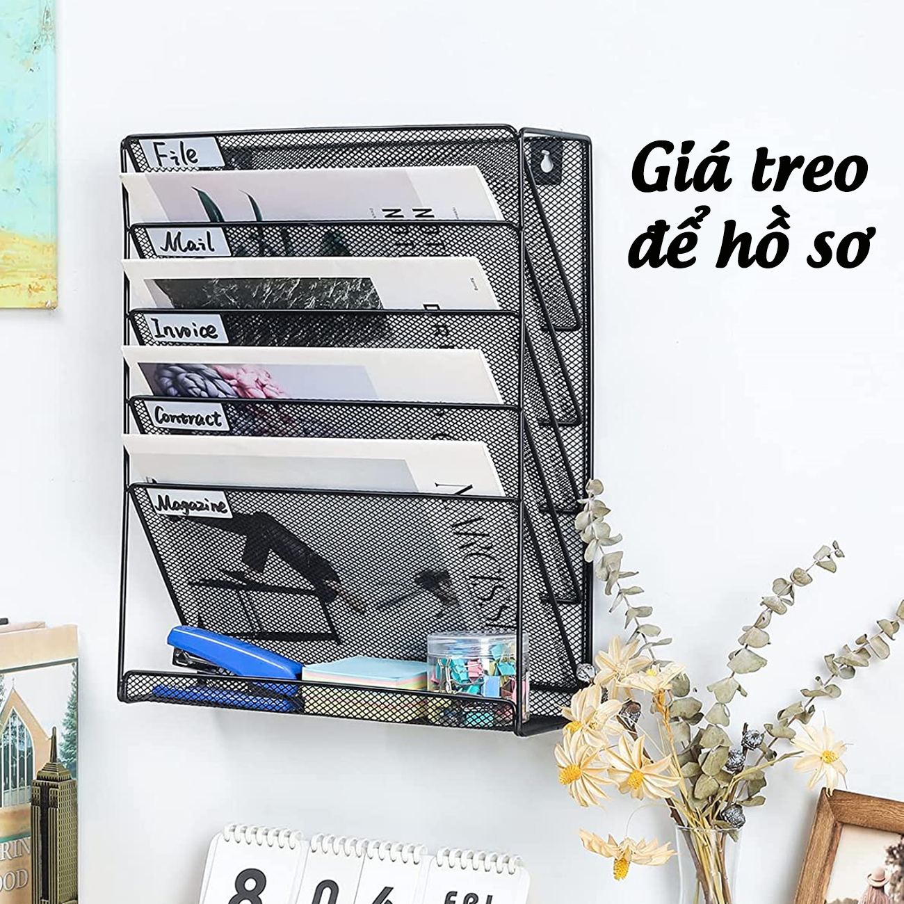 Kệ đựng tài liệu, kệ hồ sơ, kệ sắt treo tường đa năng văn phòng 6 tầng legaxi