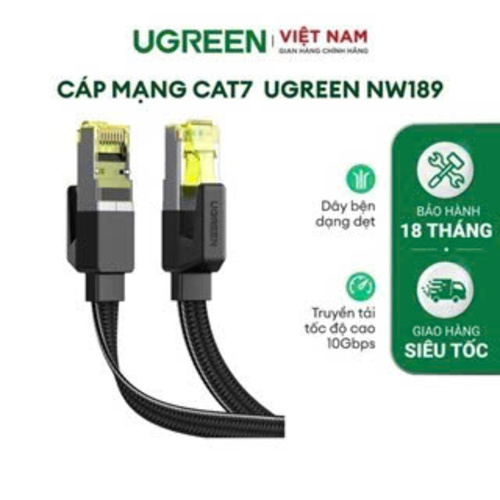 Cáp mạng Cat7 dây bện dạng dẹt tốc độ cao 10Gbps UGREEN NW189