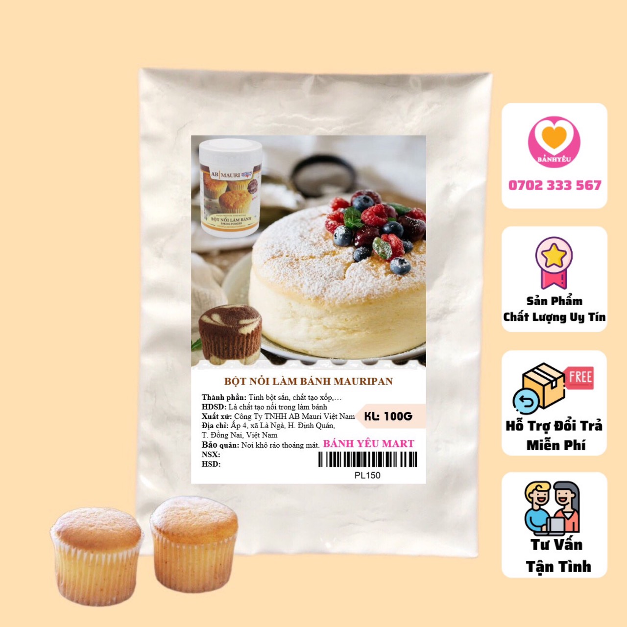 Bột nổi làm bánh mauri chia lẻ 100g