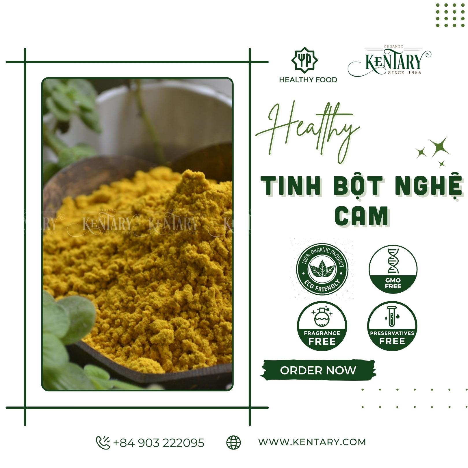 Tinh bột nghệ cam organic Kentary hũ 250g (10% Curcumin),