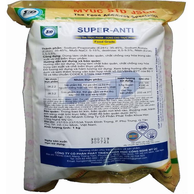 Phụ gia thực phẩm Super Anti bảo quản chả lụa, chả cá, xúc xích, lạp xưởng 1kg