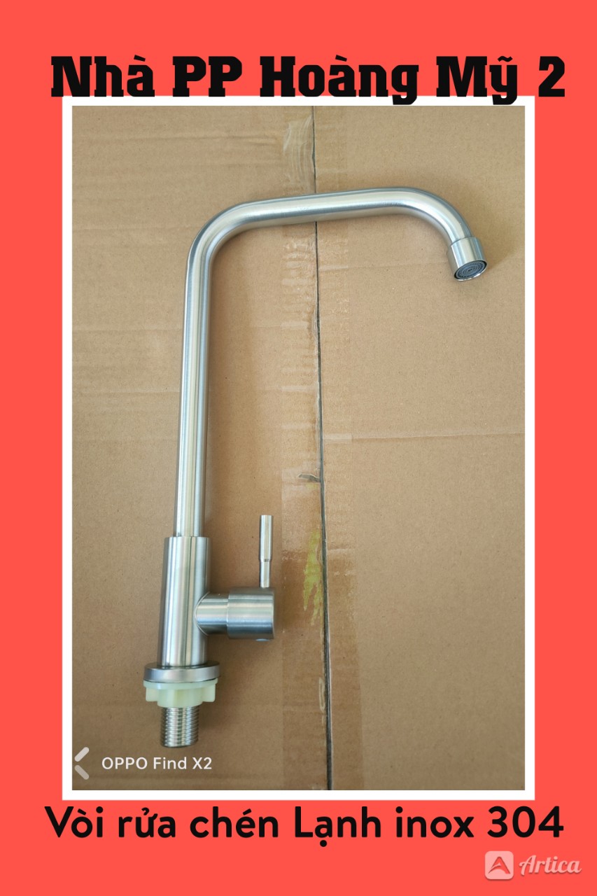 Vòi rửa chén bát Lạnh inox 304 phi 18 dạng cong số 7