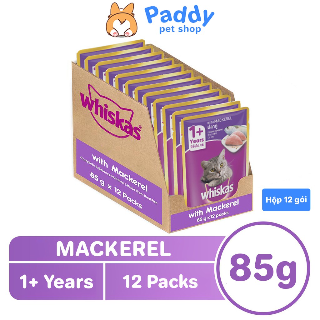 [Hộp 12 Gói] Pate Whiskas Cho Mèo Trưởng Thành - Cá Thu 80g