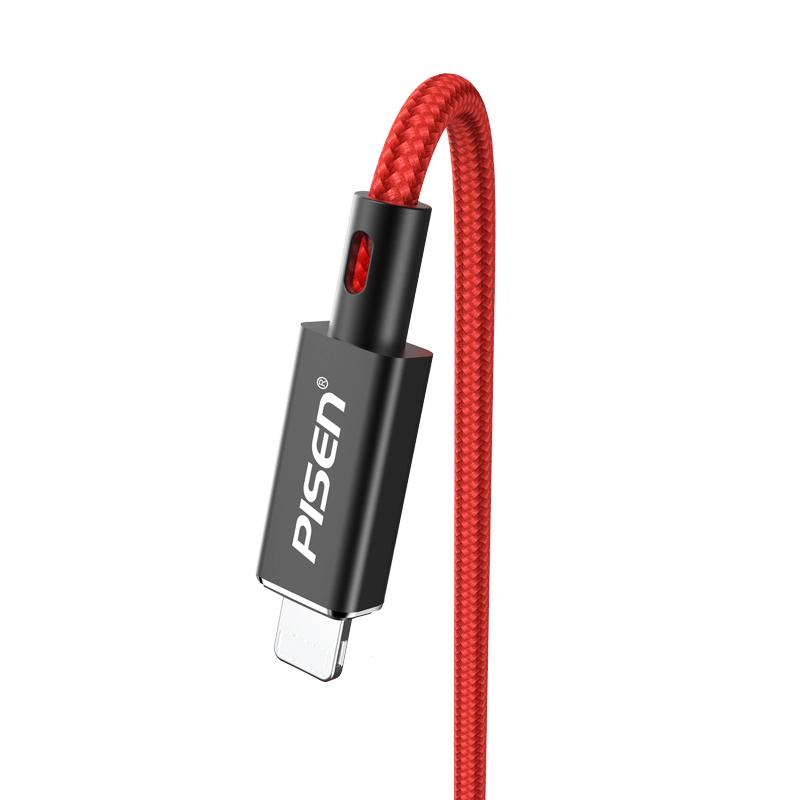 Cáp Pisen 18W - Cho Iphone 11 QC3.0 ( Cáp dây dù 3A Lightning&Type-C )
