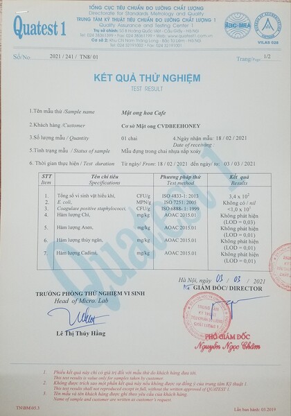 Mật Ong Nguyên Chất Hoa Cafe 1000ml (1400g) Cvdbeehoney