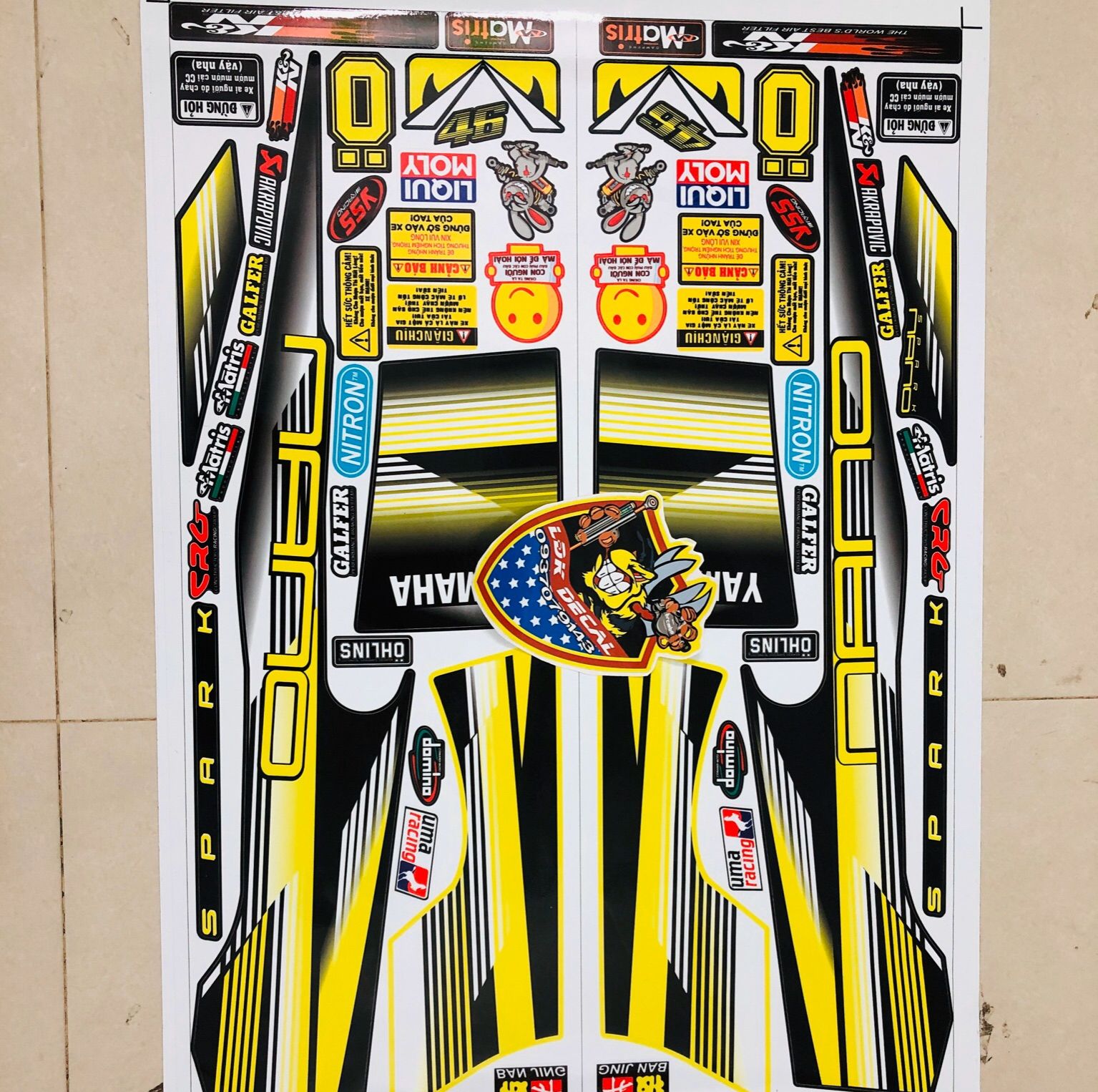 Tem rời Sirius spark nano vàng đen