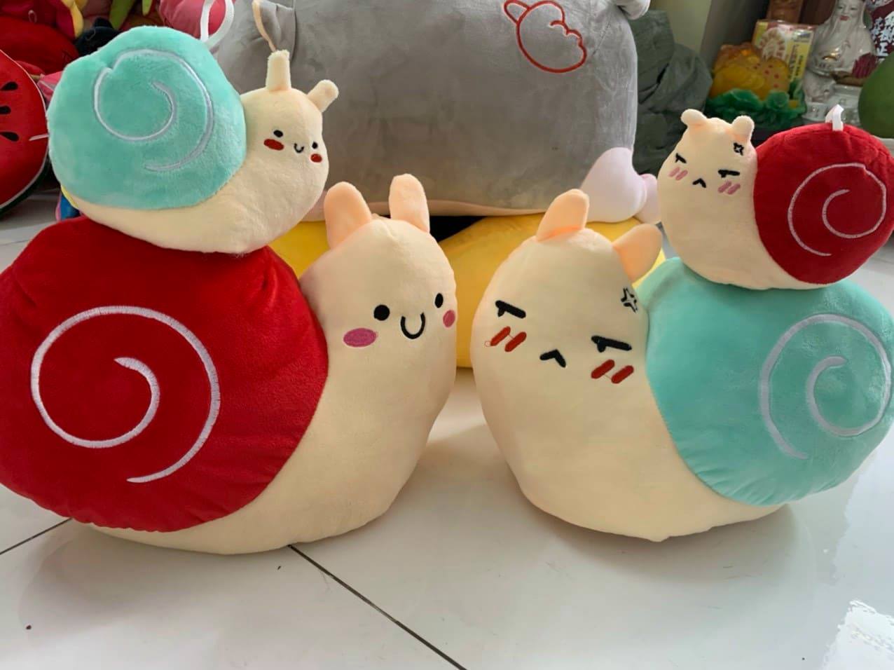 Thú bông ốc sên cảm xúc 2 mặt