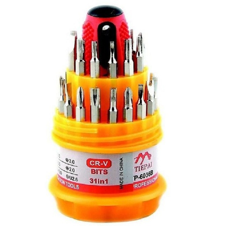 Máy khoan pin vặn vít, tua vít điện mini cầm tay 15 món sạc điện có đảo chiều
