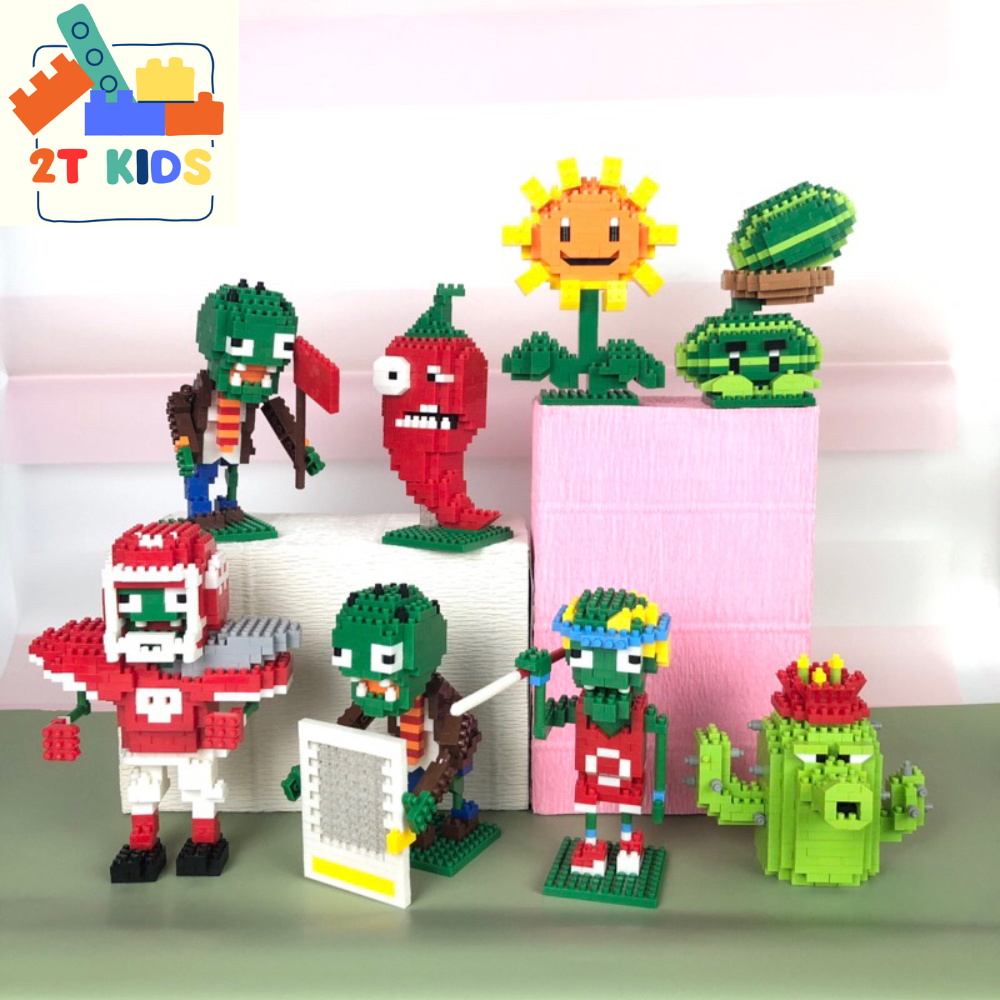 Đồ chơi lắp ráp hoa quả và zombies, game plants vs zombies