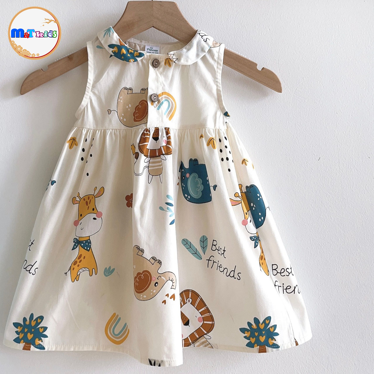 VÁY BÉ GÁI CỔ SEN HOẠT HÌNH - MT2073-1
