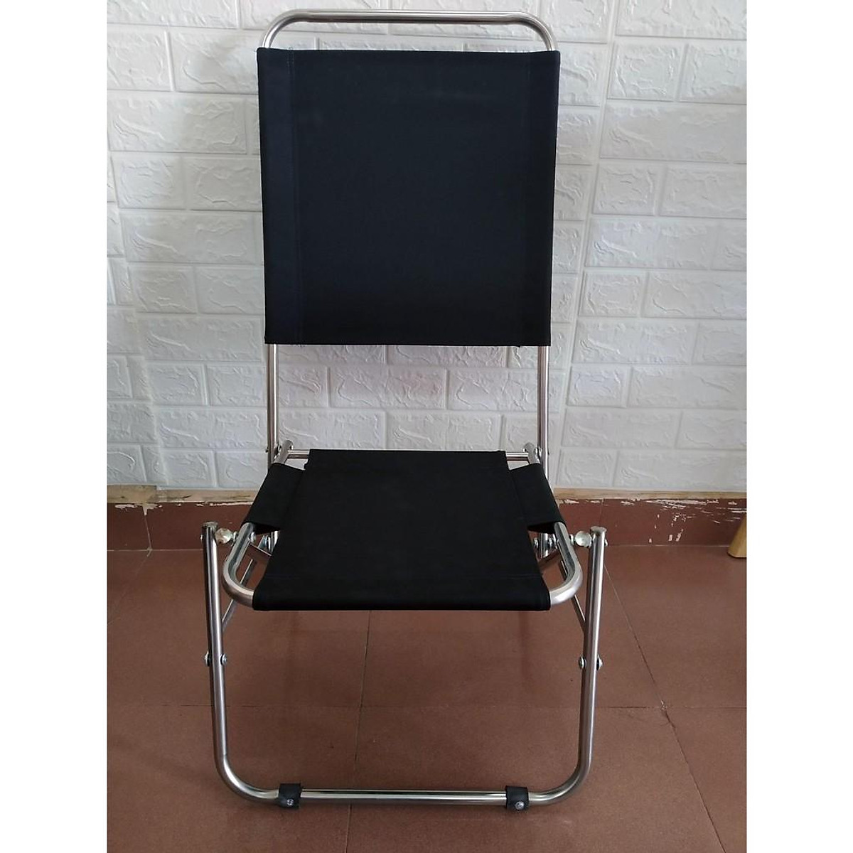 Ghế xếp cafe inox LƯNG CAO lưới dày 4.4 (cao 86)