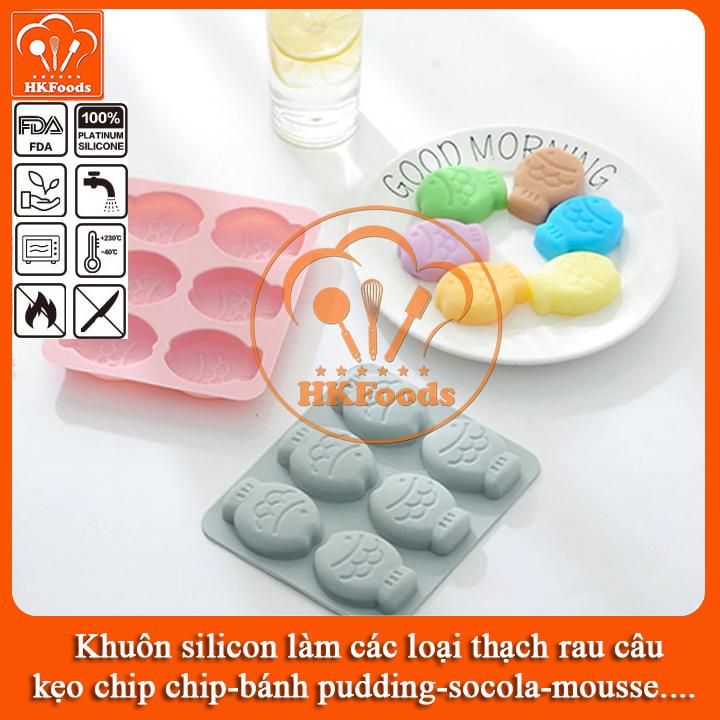 KHUÔN SILICON LÀM THẠCH RAU CÂU SOCOLA 6 HÌNH BÁNH CÁ