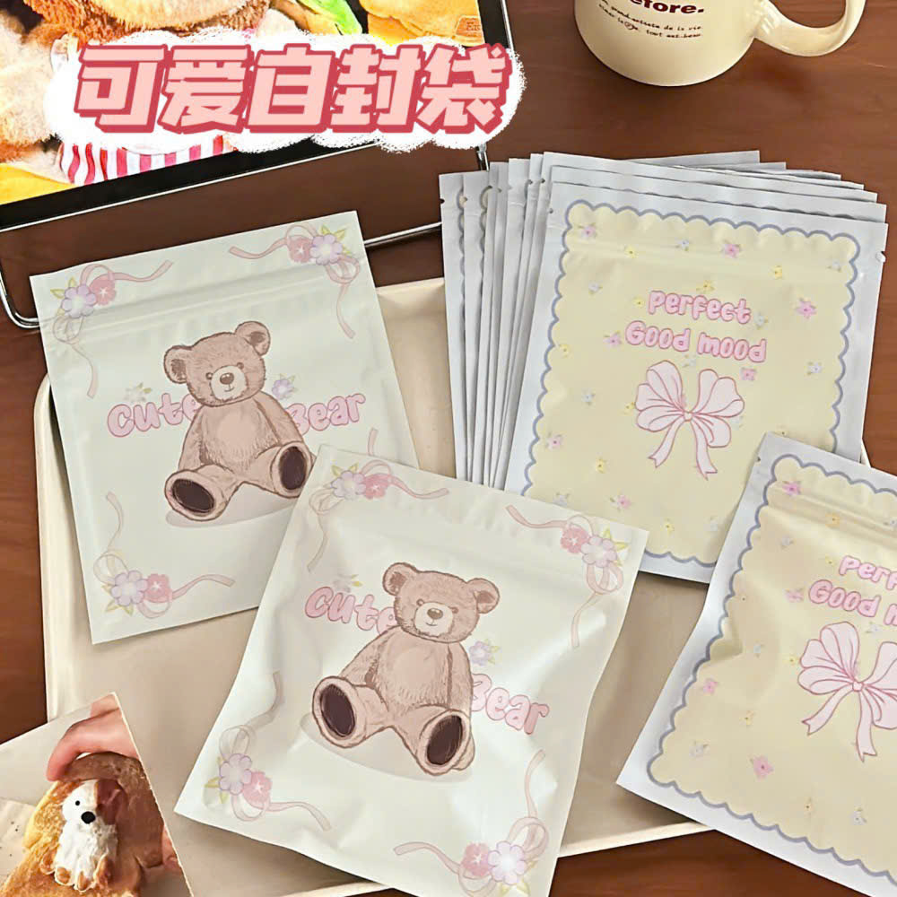 (CC - HCM) SET 10 TÚI ZIP GẤU NƠ CUTE SIZE 13*15CM EVE Story