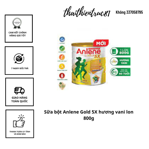 [ HOÀN TIỀN 10% ]Sữa bột Anlene Gold 5X hương vani lon 800g