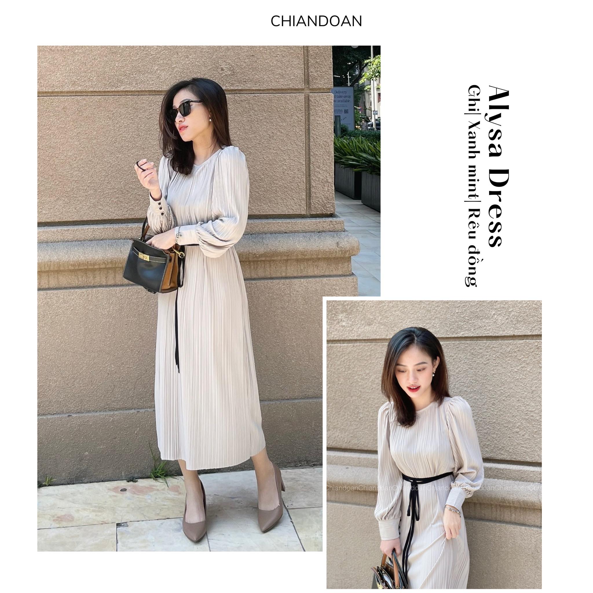 [CHIANDOAN ORDER] Alysa Dress - Váy dập ly buộc eo dáng dài