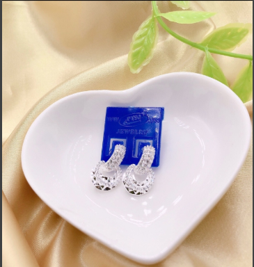 Bông tai bạc thật 100% thời trang đính đá cao cấp