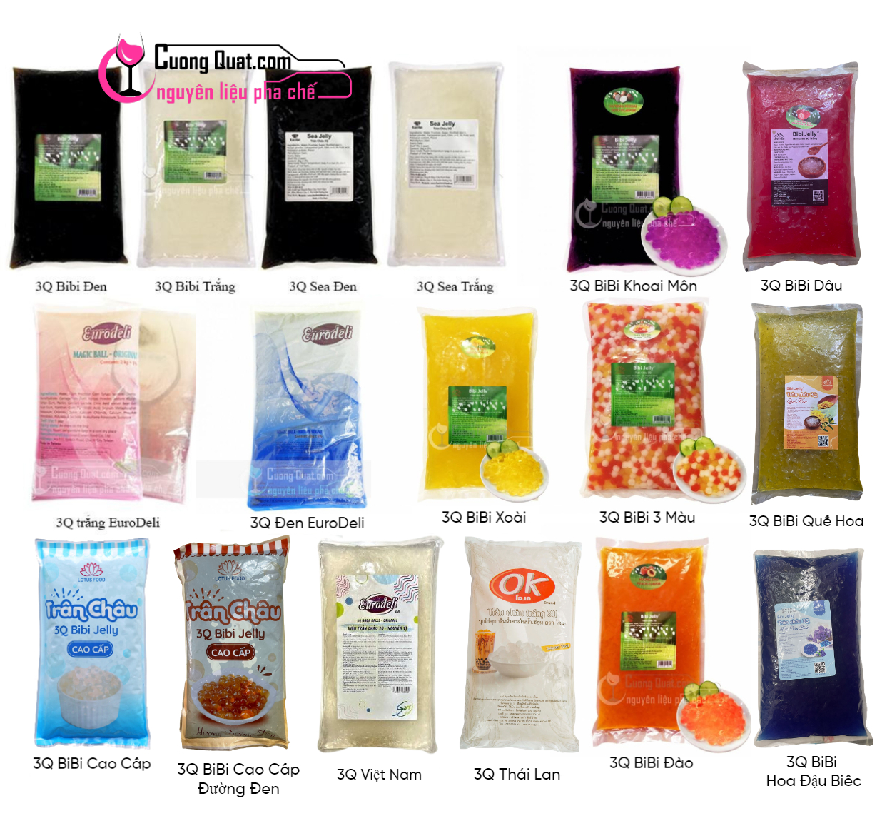 3Q Jelly (Trân Châu 3Q) Nhiều Mẫu - Topping đồ uống thơm ngon