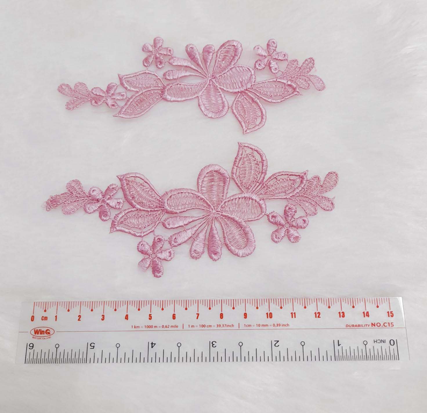 Cotton embroidery rose gold flower embroidery plum purple tied dress super beautiful applique link costume decoration