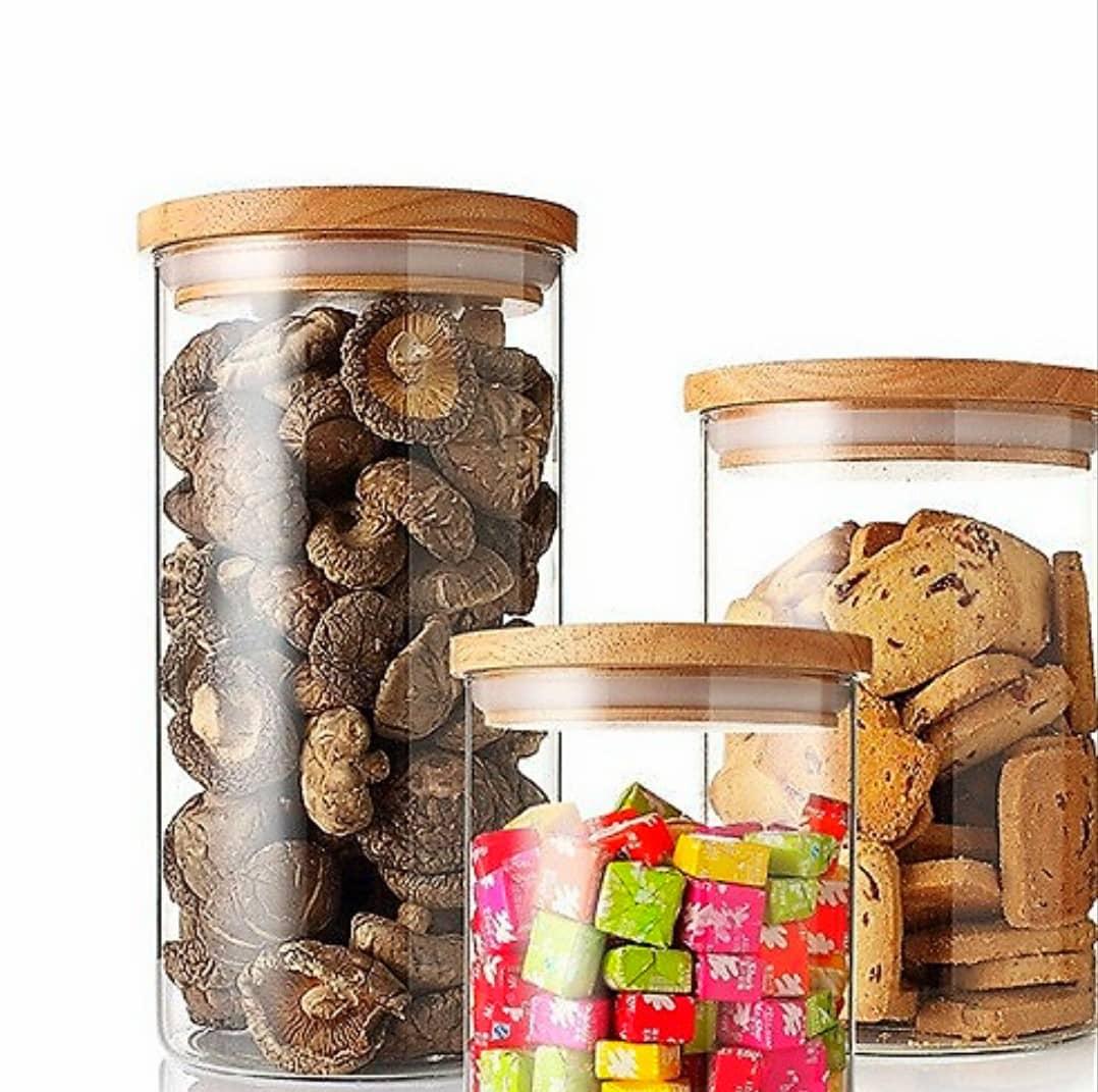 Combo 2 Lọ thủy tinh borosilicate nắp gỗ 500ml