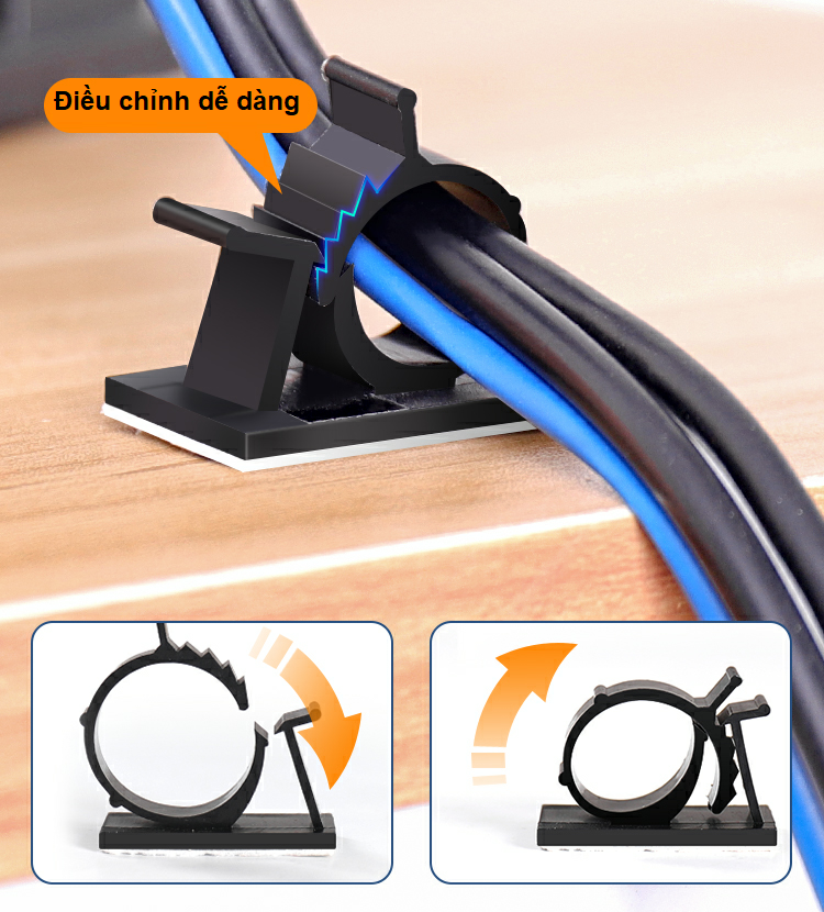 10 Cái Móc Dán Cố Định Dây Điện Thu Gọn Dây Điện