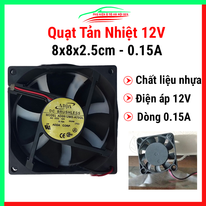 Quạt tản nhiệt Brushless 12v tốc độ cao 8x8x2.5cm 0.15A hàng bãi