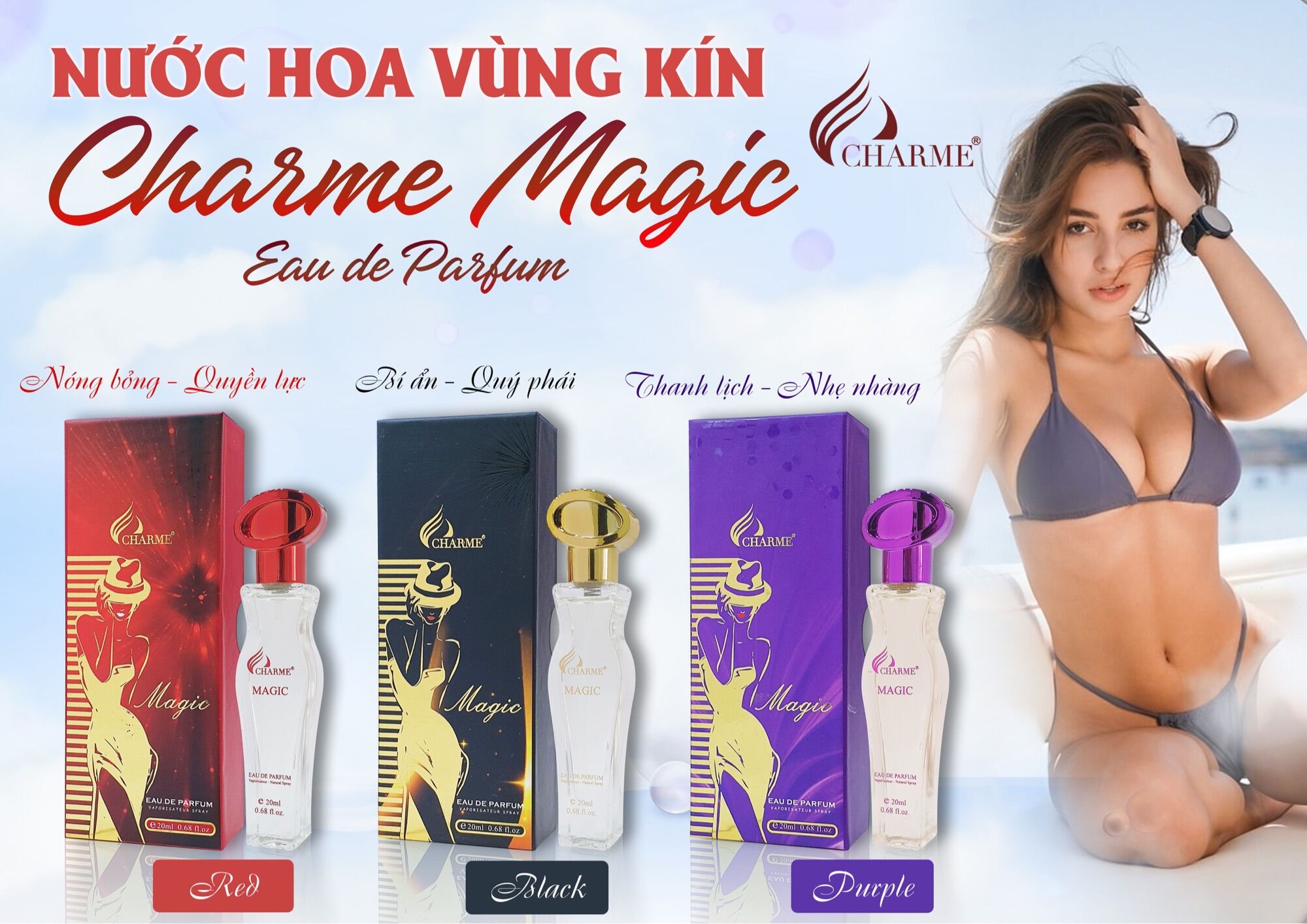 ( màu đen ) Nước hoa vùng kín char.me Magic 20ml mới