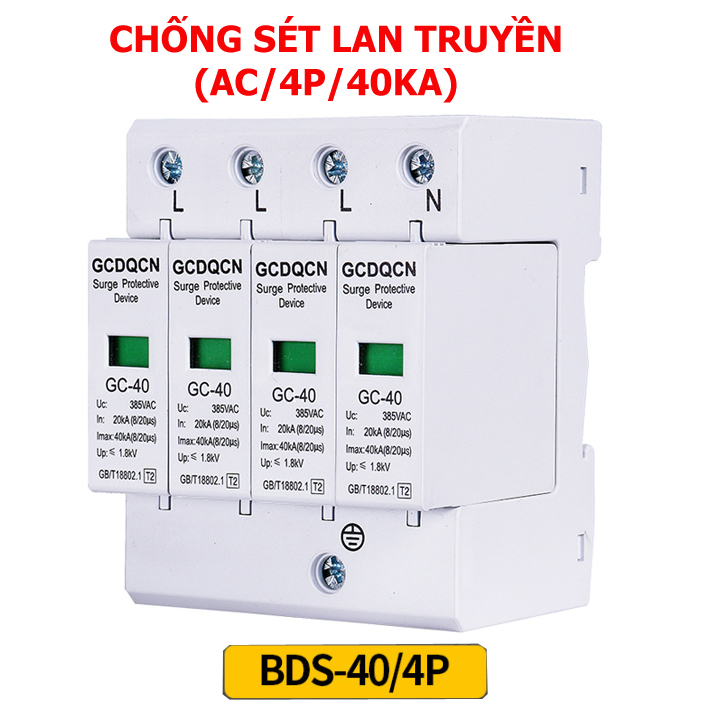 Chống sét lan truyền 3 Pha 4 cực 4P 40KA - CB chống sét - aptomat chống sét