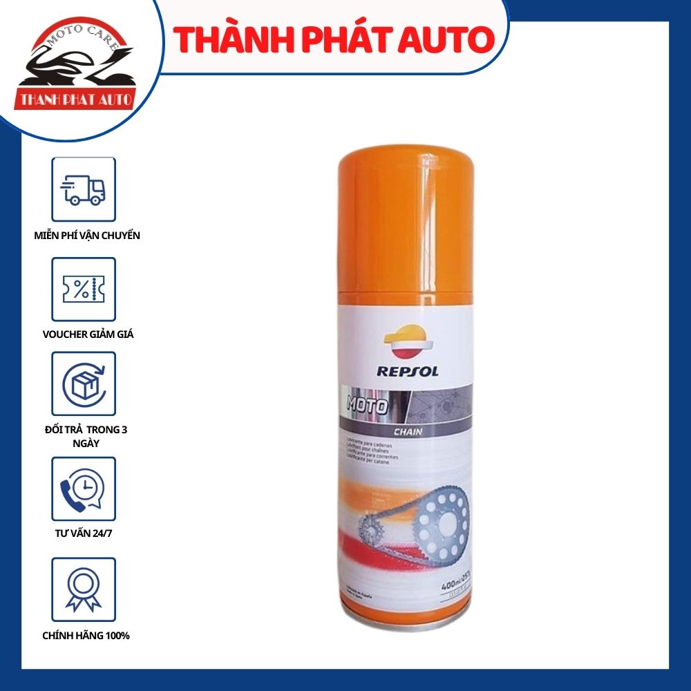 [HCM]Chai xịt bảo dưỡng bôi trơn sên xe Repsol Moto Chain Lube dung tích 400ml bảo vệ và vận hành tối ưu giúp kéo dài tuổi thọ cho sên xe