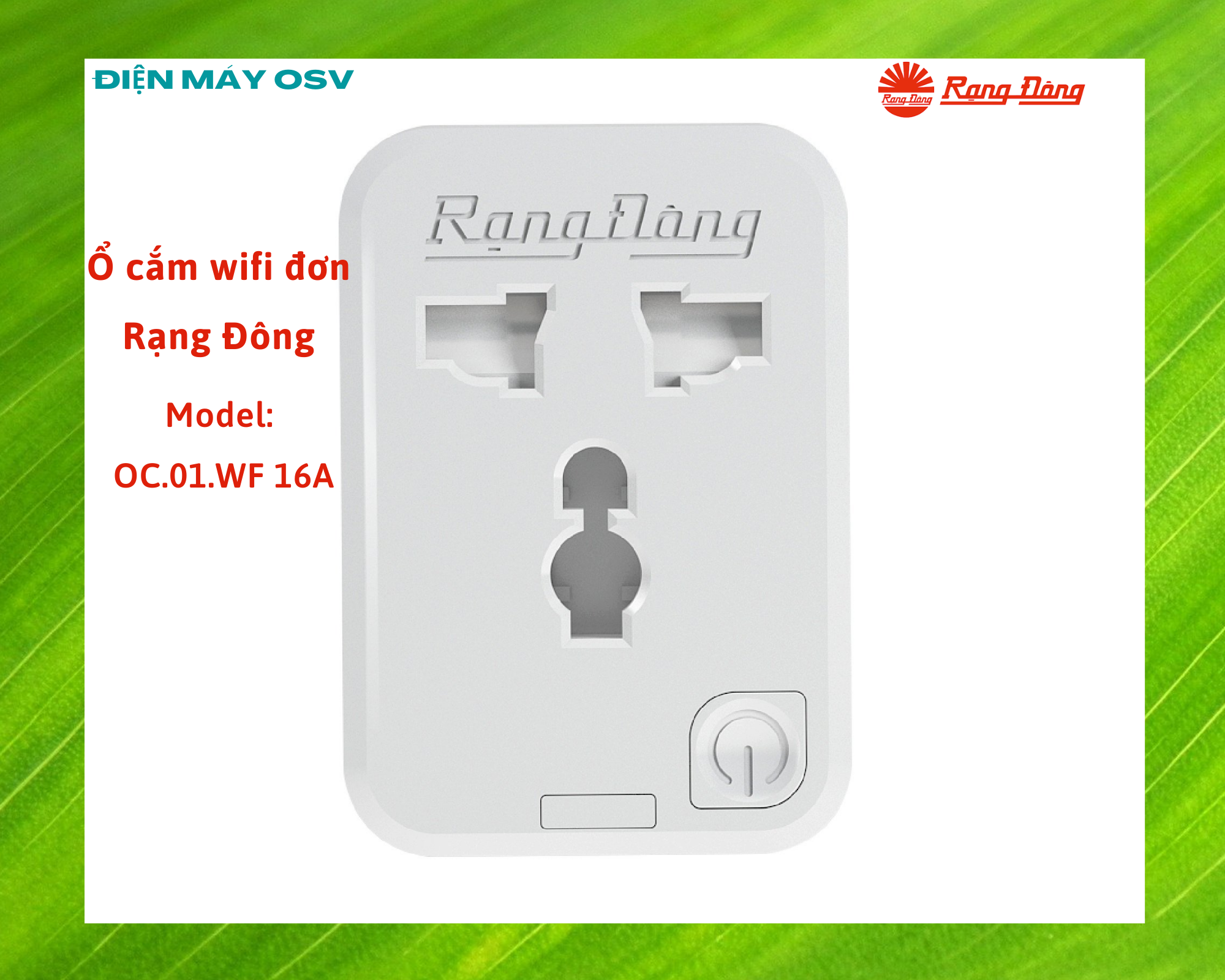 Ổ cắm, phích cắm wifi đơn Rạng Đông - Model: OC.01.WF 16A