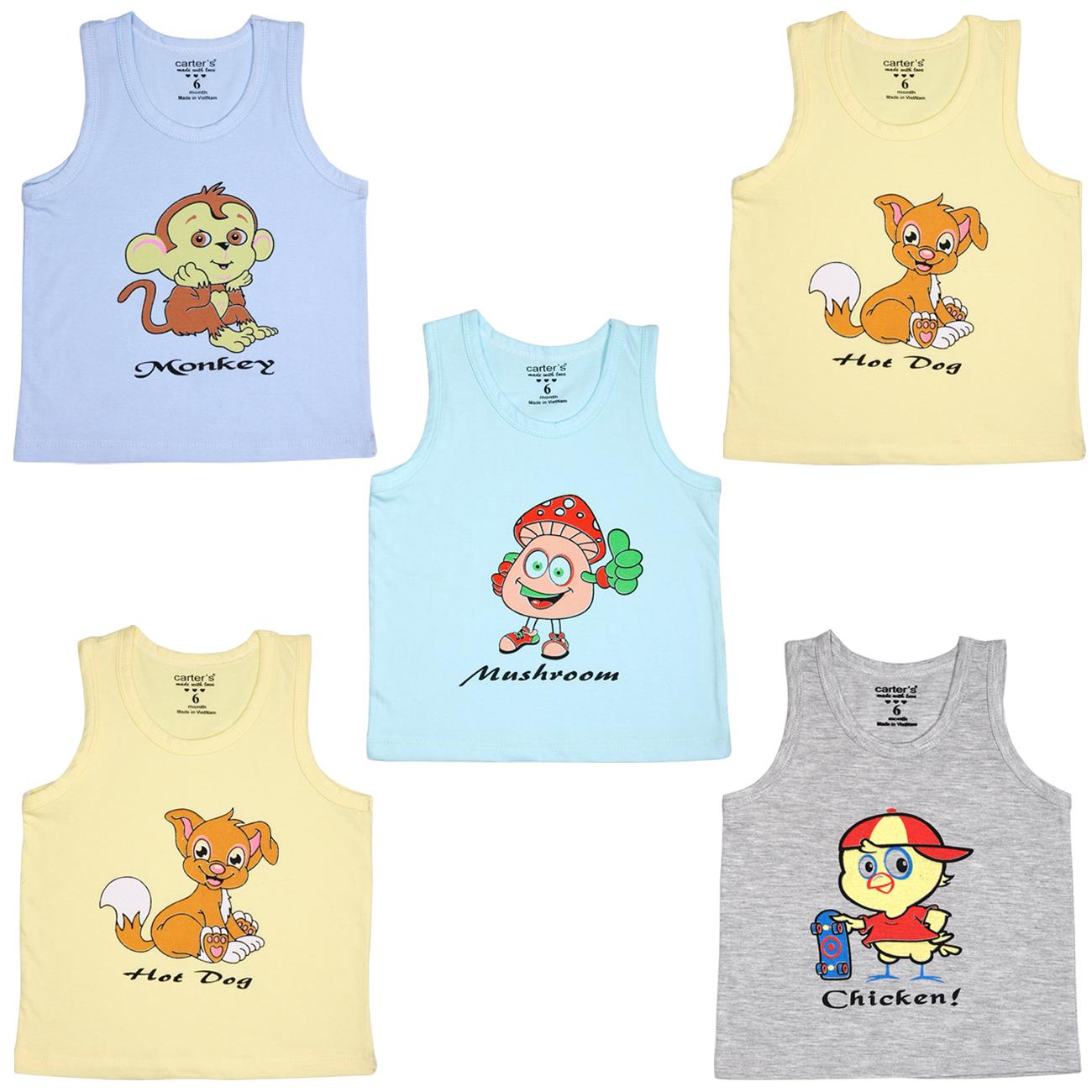 Set 5 Áo ba lỗ chất liệu cotton thoáng mát cho bé traibé gái từ 4-18kg - ABL - quần áo mùa hè cho các bé  / áo ba lỗ cho bé trai / áo ba lỗ cho bé gái / áo ba lỗ lưới cho bé trai / áo ba lỗ lưới / áo ba lỗ trẻ em / áo ba lỗ trắng cho bé trai - Dự kiến gia