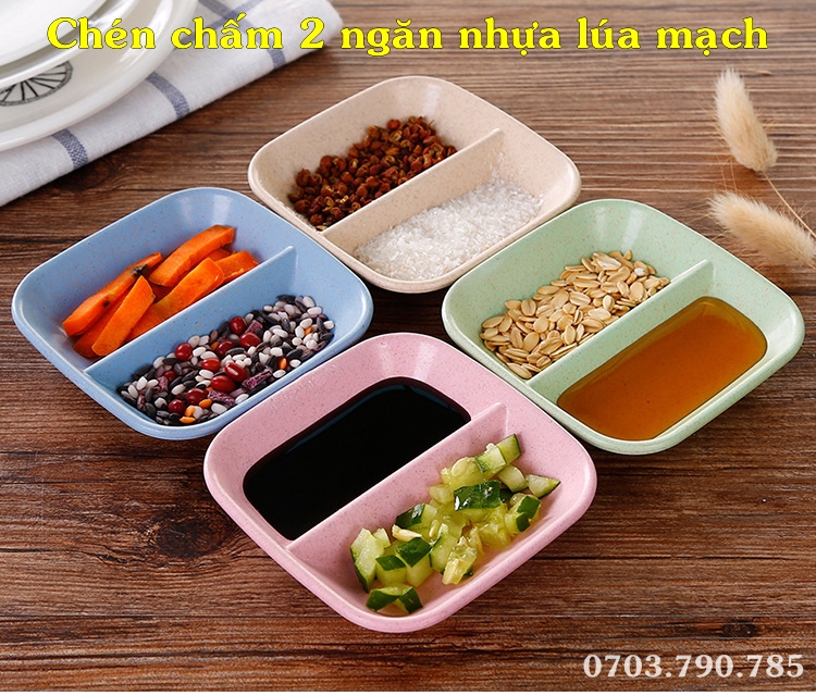 [HCM]Chén chấm 2 ngăn nhựa lúa mạch