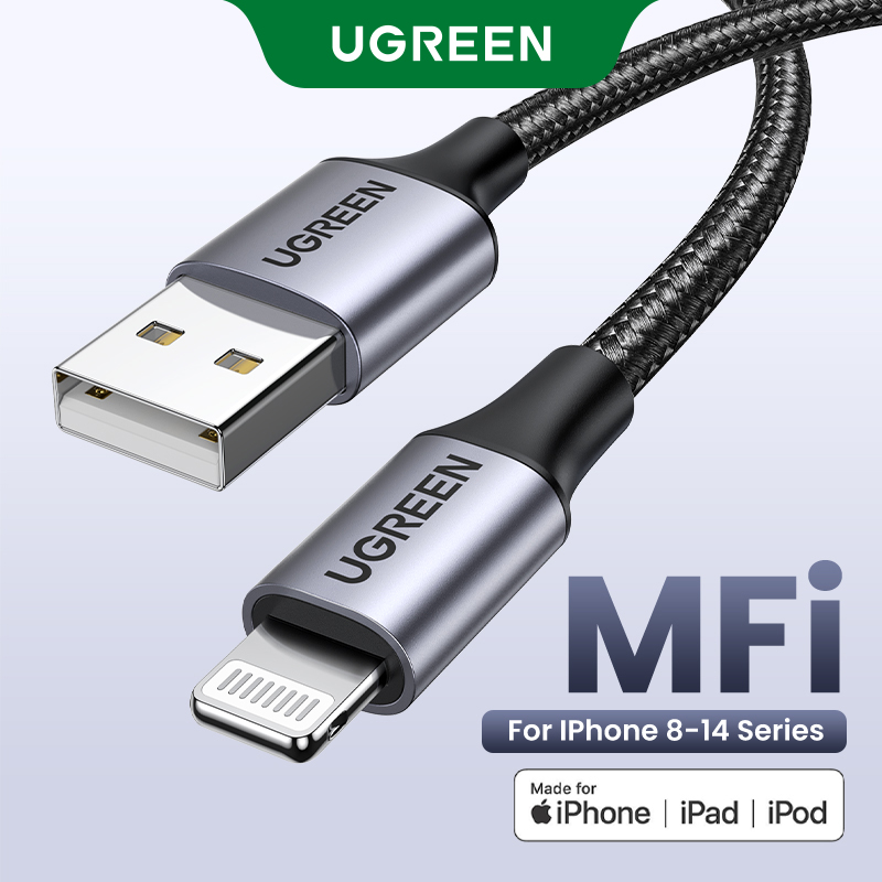 Cáp USB UGREEN MFi cho iPhone 14 Plus  iPhone 14 Pro Max 13 Pro Max, 12 Pro Max X XR 11 2.4A Cáp Lightning sạc nhanh Cáp dữ liệu USB Cáp sạc điện thoại Model:60156