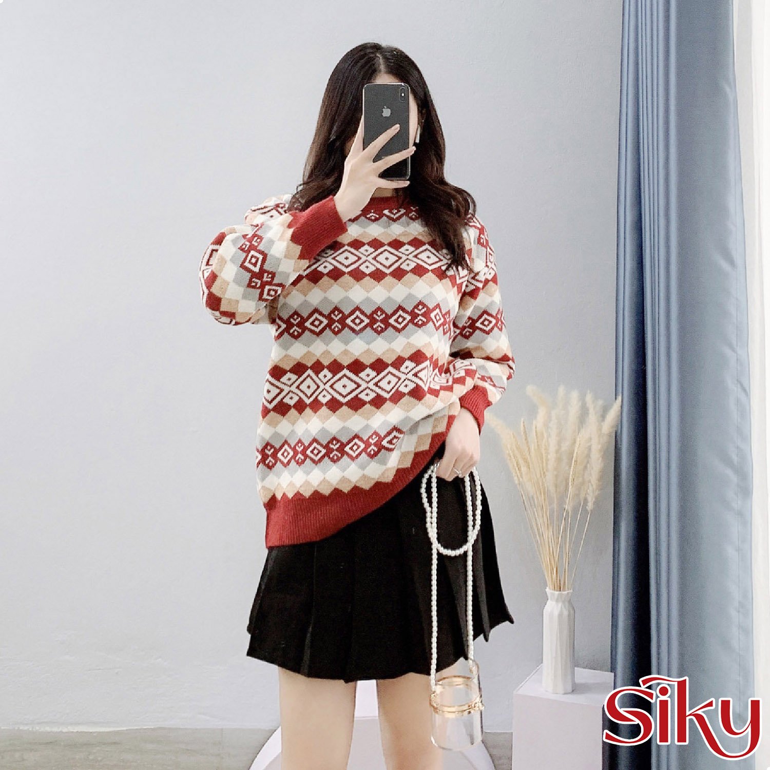 Áo len noel nữ SIKY - len giáng sinh họa tiết boho - AL08