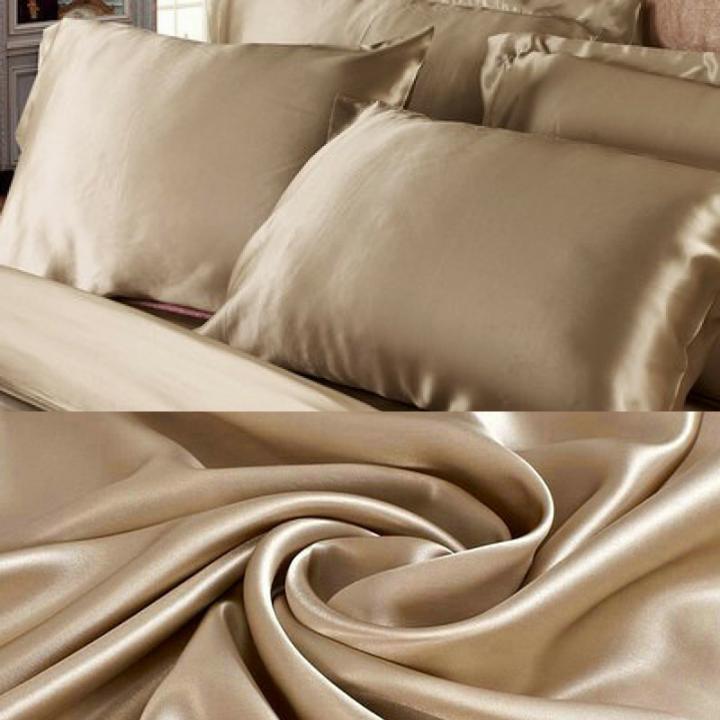( Lụa Loại 1) Ga - Drap Giường Lẻ Phi Lụa Lan Pham Bedding - Màu Vàng Đồng